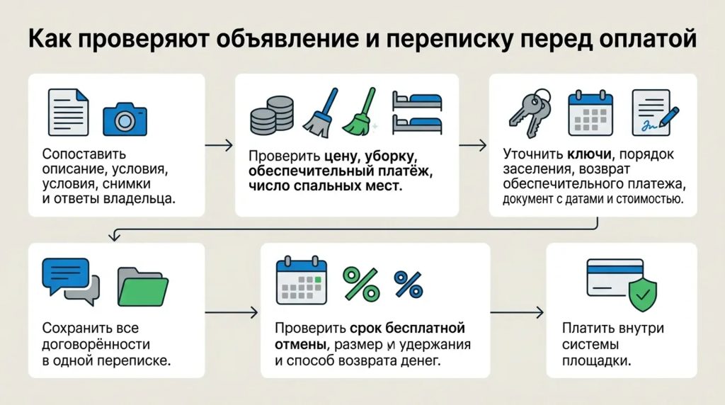 Как проверяют объявление и переписку перед оплатой